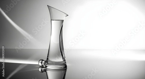 Obraz Elegant glass vessel minimalist design with water and light reflections