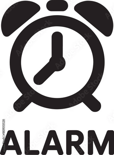 Fototapeta Alarm Clock Reminder Icon Vector Illustration. Wake Up Call, Time Management Symbol