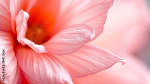 Obraz Delicate Pink Flower Macro View  Soft Petals Bloom  Natures Beauty Up Close  Spring Floral Background  Garden Blossom Art background