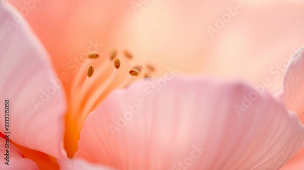 Obraz Blush Bloom Macro Delicate Petals  Stamens CloseUp background
