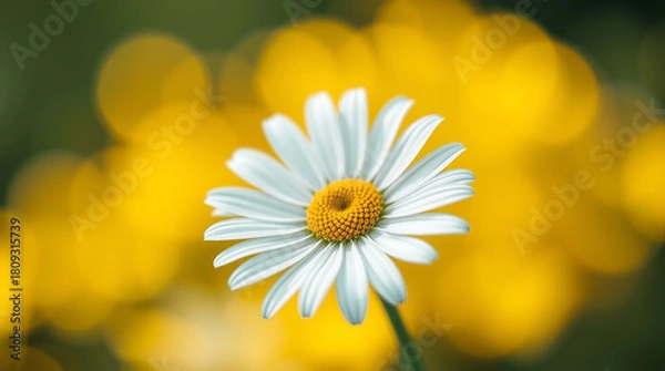 Obraz White Daisy Bloom Yellow Bokeh Nature Backdrop background