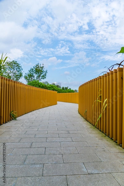 Fototapeta The grey brick paths in the park