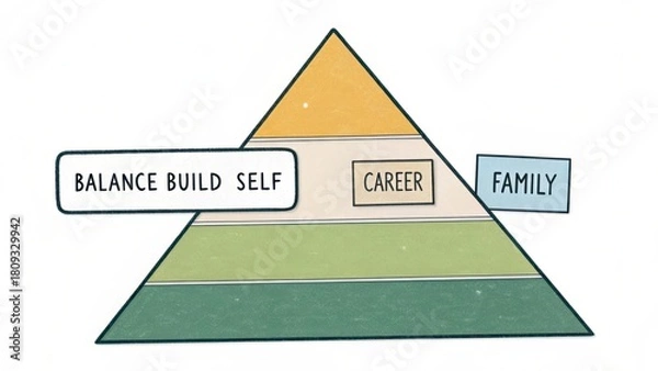 Fototapeta Flat diagram of a pyramid representing the building of self
