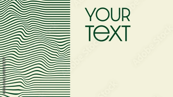 Fototapeta A modern vector banner design featuring a wave pattern. The right side offers a clean, minimalist space with customizable placeholder text, 'YOUR TEXT', against a soft cream background.