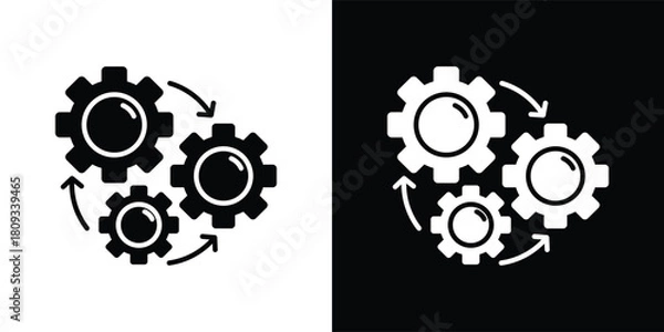Obraz operation icon set in black and white solid vector illustration