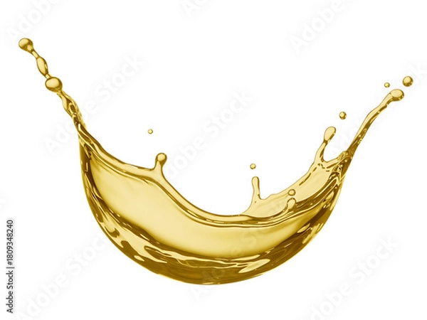 Fototapeta Golden liquid splash isolated on transparent background