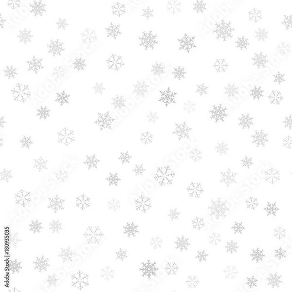 Obraz Seamless pattern. Christmas abstract background made of snowflakes on white. Design postcards, posters, greeting for the new year.