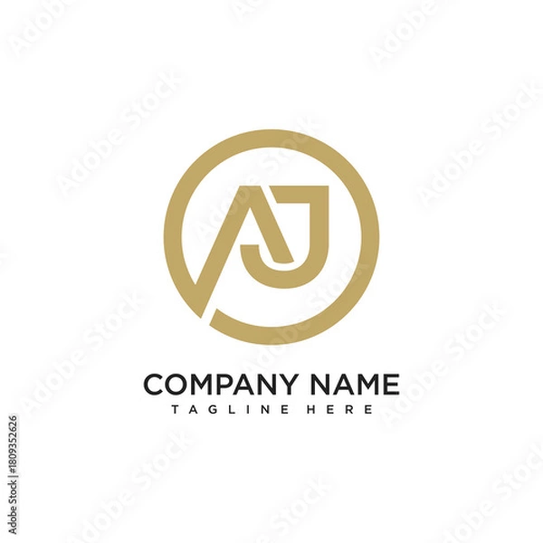 Obraz Initial letter AJ logo with circle design template