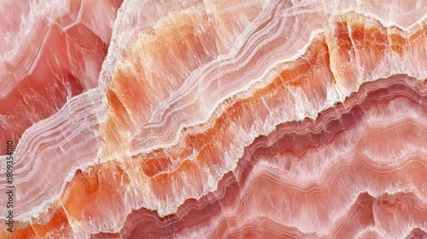 Fototapeta Stunning close-up of pink and white marble texture showcasing natural wavy patterns and intricate mineral formations for architectural design