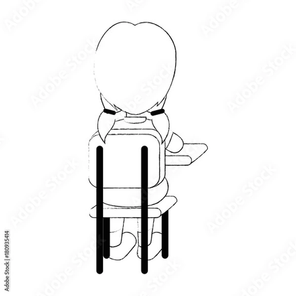 Obraz little student in school chair vector illustration design