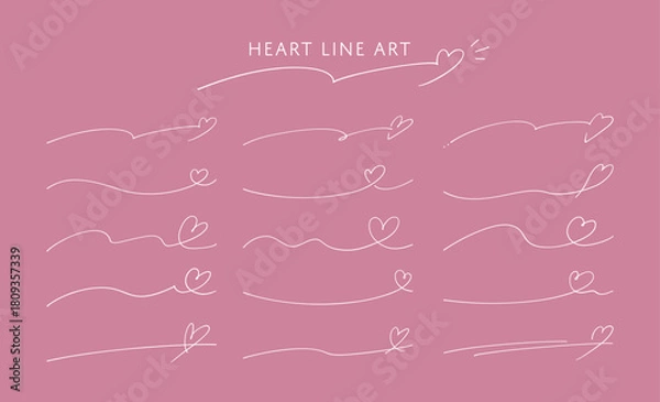 Obraz 手書き風ハート線セット　ローズピンク