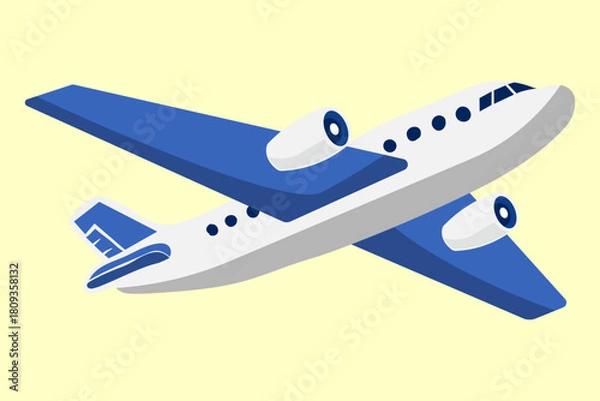 Fototapeta airplane flat design isolated vector illustration template design