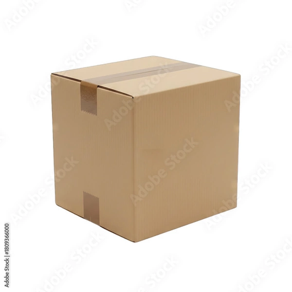 Fototapeta Closed Brown Cardboard Box On Transparent Background For Shipping And Storage