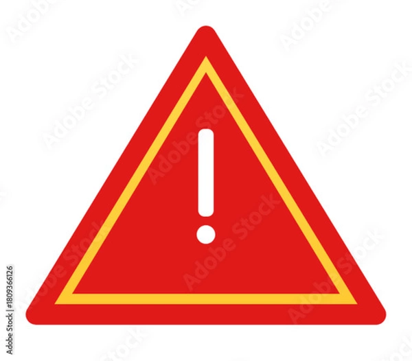 Obraz Warning Icon with Red Triangle and Yellow Border and Exclamation