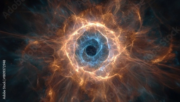 Fototapeta Abstract swirling vortex of energy, vibrant colors, cosmic phenomenon.