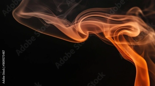 Fototapeta incense. Spiral of smoke forming a warm orange halo against a dark background. lifestyle magazines, social media lookbooks, designed for influencer and brand collaborations, inspires lifestyle.