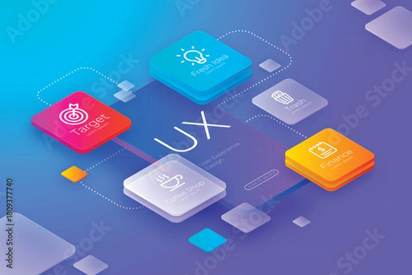 Fototapeta Vibrant abstract gradient background with ui ux design elements