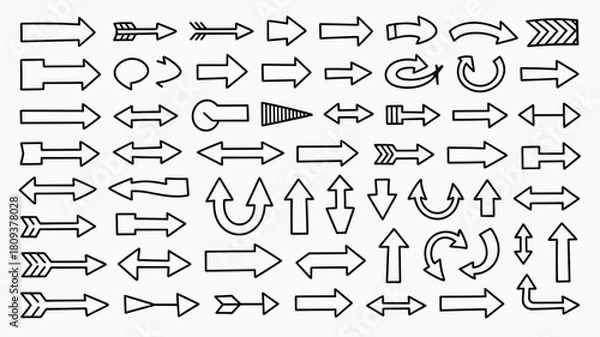 Fototapeta Arrow graphics design elements collection directional signs and symbols for presentations and ui design