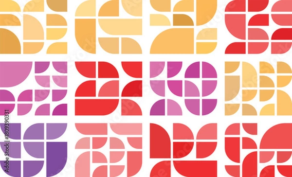 Fototapeta Quarter circle pie style bento grid elements for modern artwork