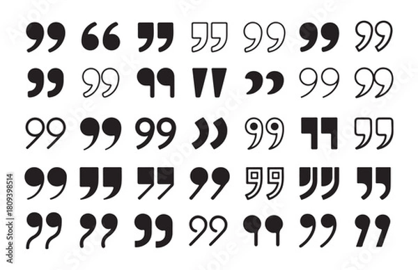 Obraz Collection of quotation mark styles silhouette design