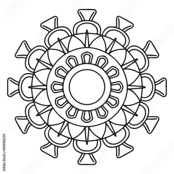 Obraz Coloring page featuring a mandala design	
