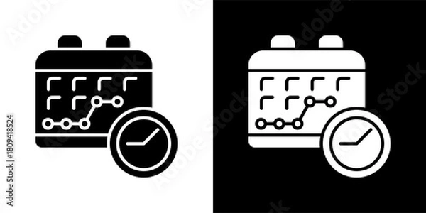 Fototapeta timeline icon set in black and white solid vector illustration