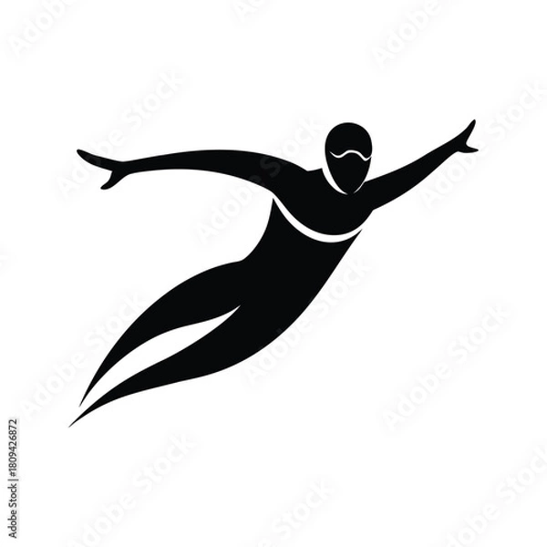 Fototapeta Dynamic Figure Silhouette in Motion Icon movement