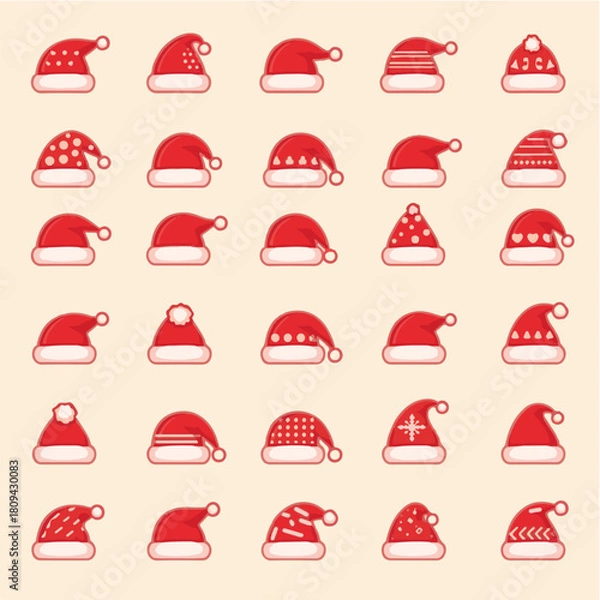Fototapeta santaclaus hat collection vector illustration