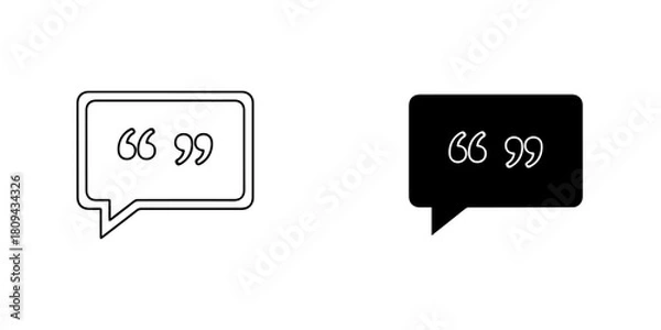 Obraz Quote bubble icon isolated on, speech balloon with quotation marks in black and white
