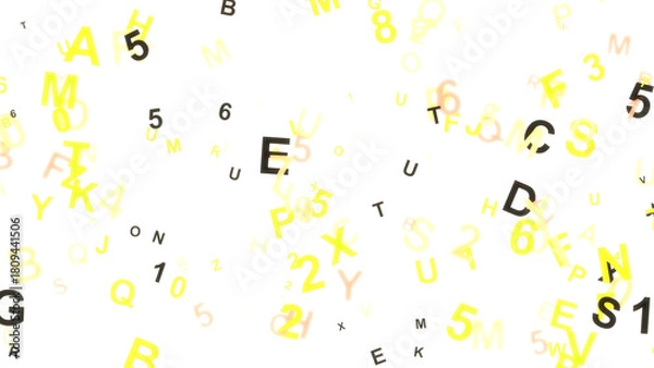 Obraz 飛び交うアルファベットと数字の背景