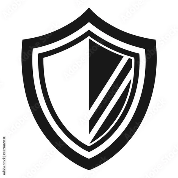 Obraz ShieldLine vector clean black silhouette design white background