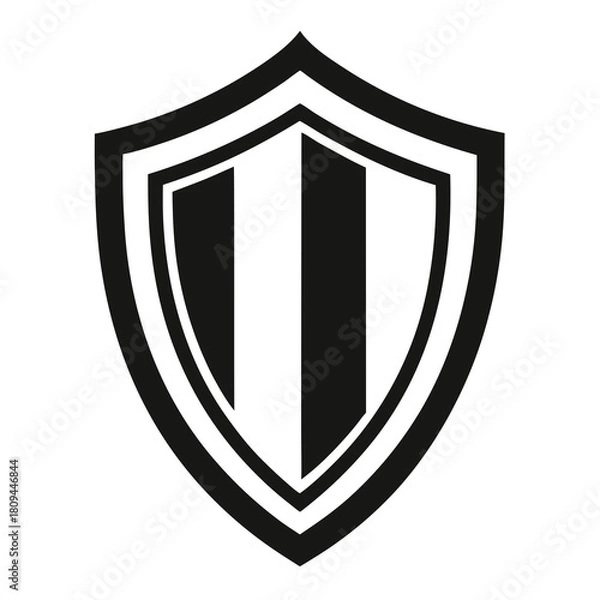 Fototapeta ShieldLine vector clean black silhouette design white background