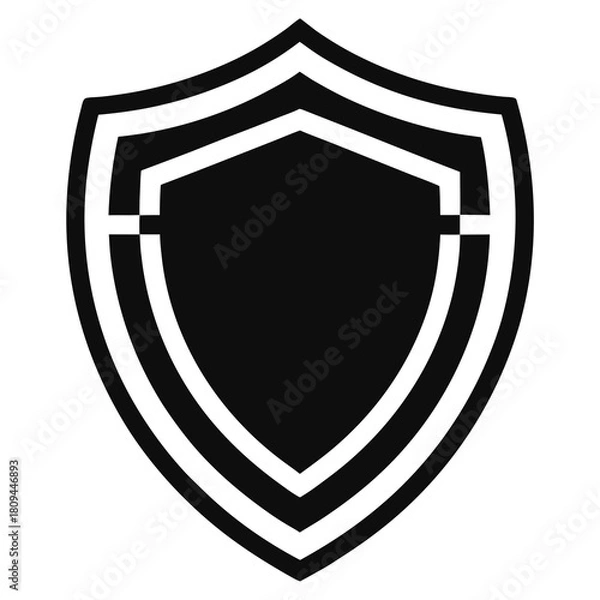 Fototapeta ShieldLine vector clean black silhouette design white background