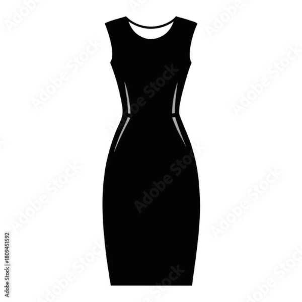Fototapeta Sequin sheath dress vector clean black silhouette design white background