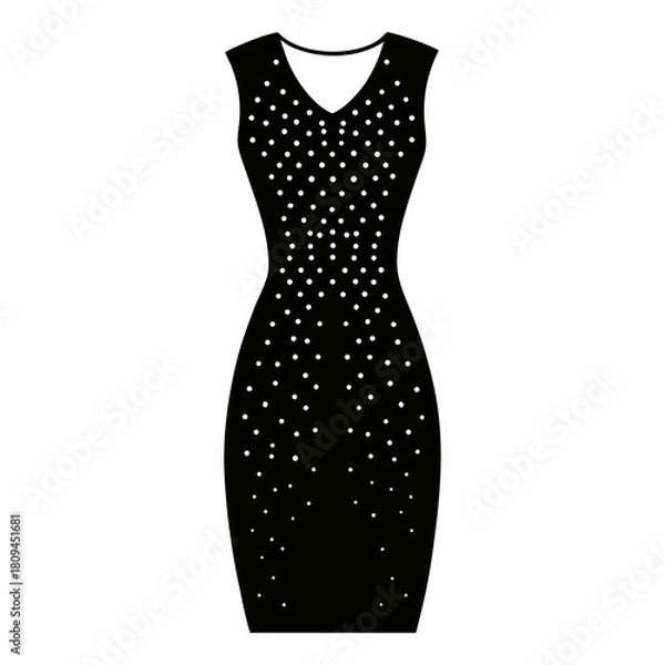 Obraz Sequin sheath dress vector clean black silhouette design white background