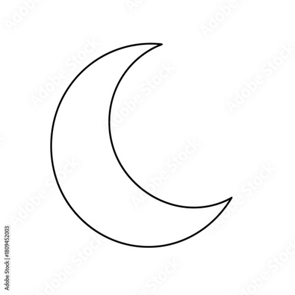 Fototapeta Crescent moon vector illustration with a simple, clean line design against a white background, evoking a sense of night and celestial wonder