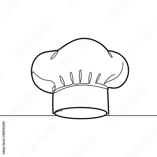 Fototapeta Elegant chef's hat line art on a white background a simple and minimalist design for culinary professionals and food enthusiasts