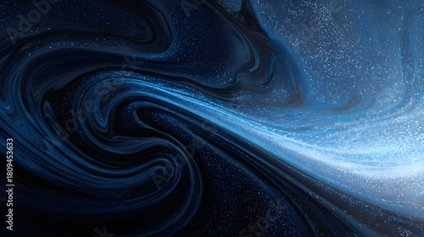 Fototapeta Blue and black fluid-like swirls forming a mysterious atmospheric illusion