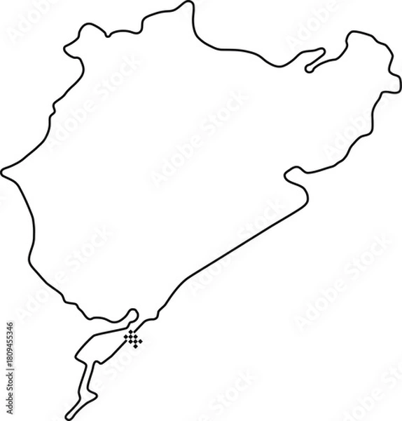 Fototapeta Nurburgring Racing Circuit in Germany for Motorsport Editable Vector Outline