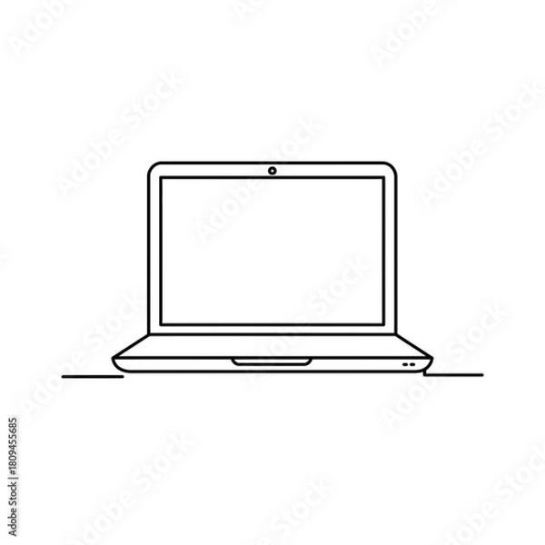 Fototapeta Minimalist laptop illustration showcasing modern technology and design with clean lines and a sleek, professional aesthetic for digital use