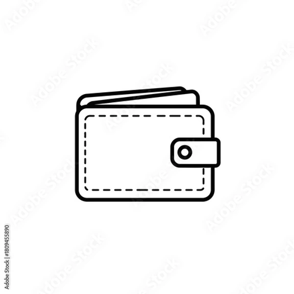 Fototapeta Minimalist wallet illustration with stitched detail and secure clasp design representing financial security and personal savings