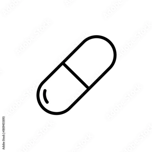 Fototapeta Minimalist vector graphic of a capsule pill with a clean and modern design, perfect for medical content and health illustrations