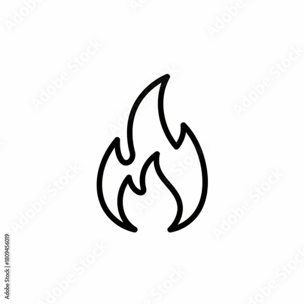 Fototapeta Outline illustration of a flame, a symbol of passion, energy, and transformation, with a clean and minimalist design