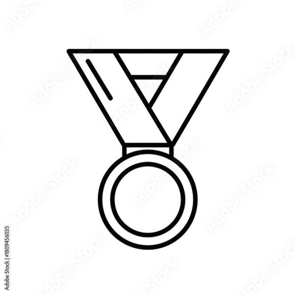 Fototapeta Outline illustration of a medal with ribbon showcasing achievement and recognition in a simple, elegant design