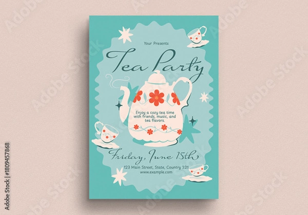 Obraz Retro Tea Party Event Flyer
