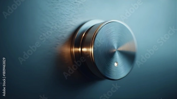 Fototapeta Closeup of a metal knob with a textured surface and a smooth, shiny finish