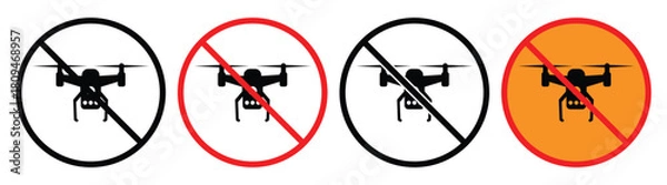Fototapeta No Drone Zone Icons – Editable Vector Set with Prohibition Symbols