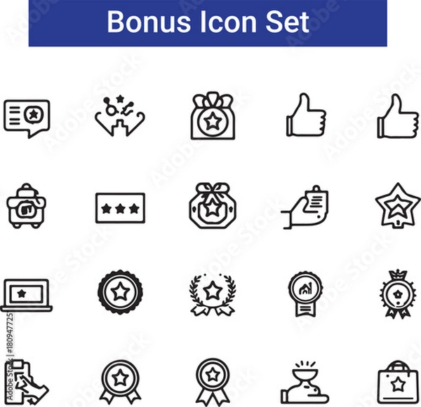 Obraz Colored awards line icon set. Success, badge, reward, teamwork. Editable stroke. Vector illustration
