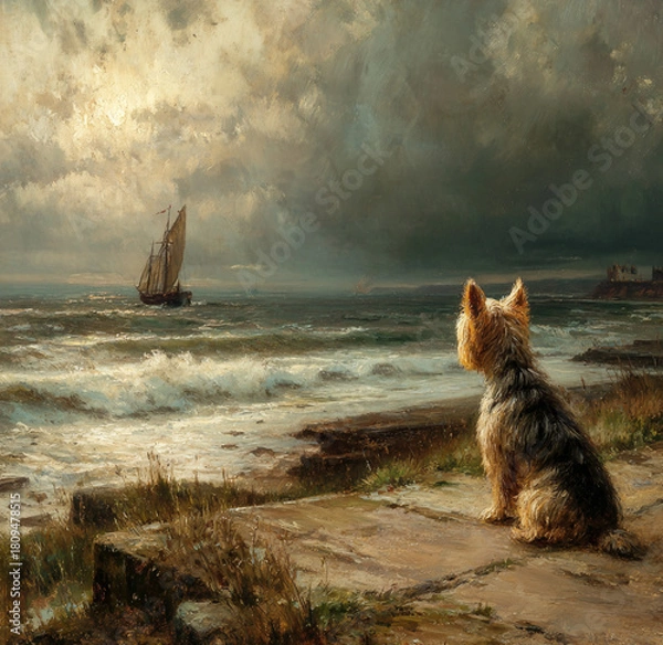 Fototapeta A Dog By The Sea