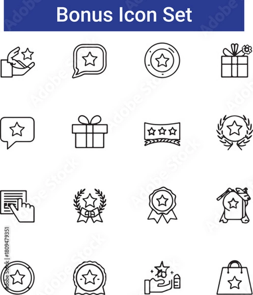 Obraz Benefit and bonuse outline vector icons set

